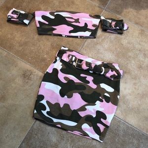 Hot & Delicious camo mini skirt crop top set